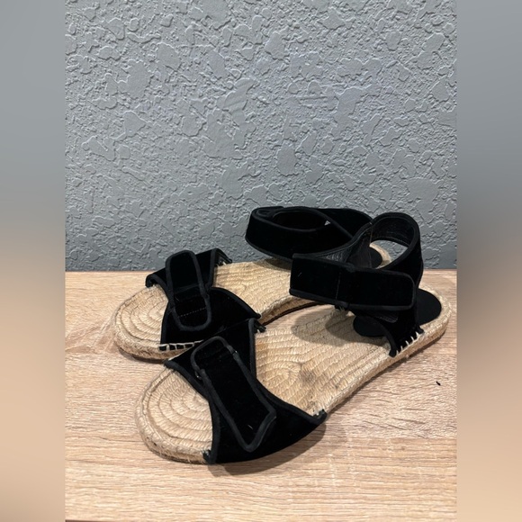 Celine Black Velvet Velcro Strap Espadrille - Picture 2 of 8